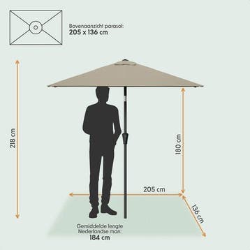 2dekans | LifeGoods Parasol - Tuin - 210x140cm - 30°, Ophalen of Verzenden, Zo goed als nieuw