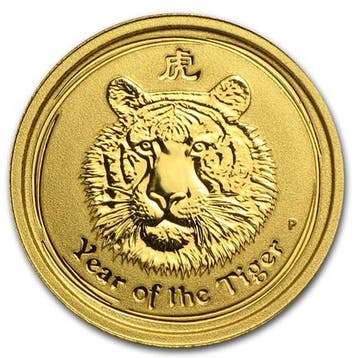 Gouden Lunar II - 1/20 oz 2010 Year of the Tiger, Verzenden, Losse munt, Goud