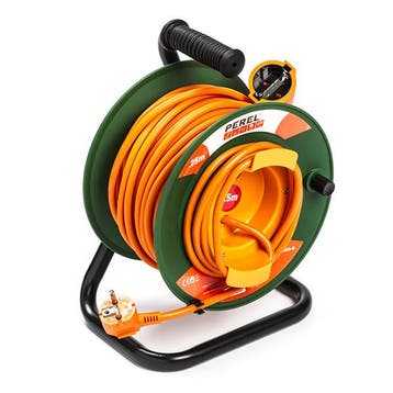 Verlengsnoer haspel | Perel | 25 meter (IP20, 3x 1.5 mm²), Verzenden, Nieuw