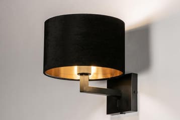 Rietveld Wandlampen - Zwart, Goud - Stof, Metaal, Verzenden, Nieuw