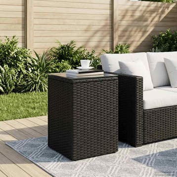 vidaXL Bijzettafel Zwart 35 x 35 x 50 cm poly rattan, Huis en Inrichting, Tafels | Bijzettafels, Verzenden, Nieuw, 45 tot 60 cm