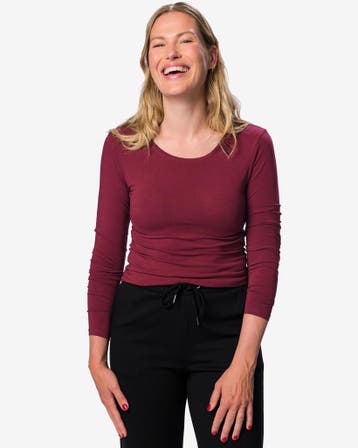 HEMA Dames T-shirt jersey essentials bordeauxrood, Verzenden, Nieuw