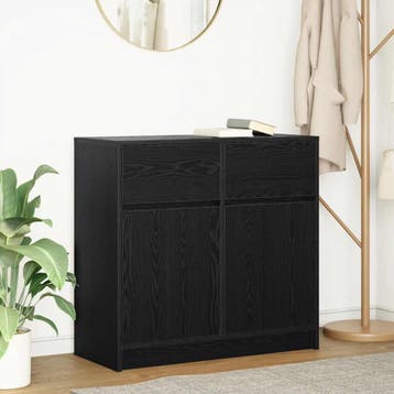 vidaXL Dressoir met lade 80x34x76 cm spaanplaat zwart, Verzenden, Nieuw, Overige houtsoorten, Minder dan 50 cm
