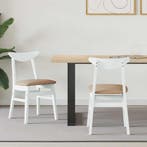 vidaXL Eettafelstoelen 2 pcs Wit 42 x 47.5 x 81 cm Massief, Verzenden, Nieuw, Wit