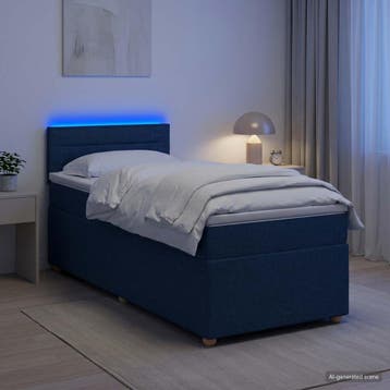 vidaXL Boxspringbed met matras met hoofdeinde Blauw 100 x, Verzenden, Nieuw, Eenpersoons, Blauw