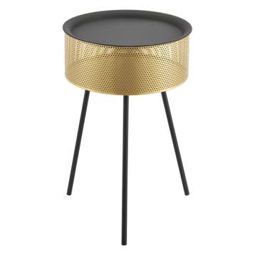 [en.casa] Salontafel Gällivare rond zwart en goud 65xØ40 cm, Huis en Inrichting, Tafels | Bijzettafels, Verzenden, Nieuw