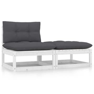 vidaXL 2-delige Loungeset met kussens massief grenenhout wit, Verzenden, Nieuw, Loungeset