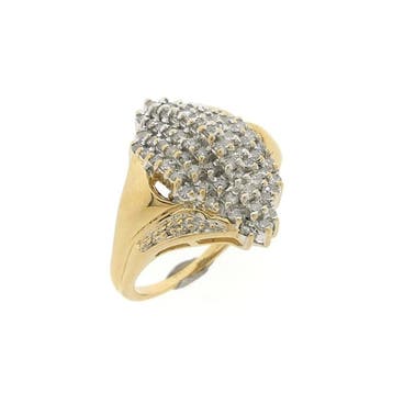 Gouden entourage ring met diamant; 0,68 ct., Sieraden, Tassen en Uiterlijk, Ringen, 18 tot 19, Gebruikt, Overige kleuren, Ophalen of Verzenden