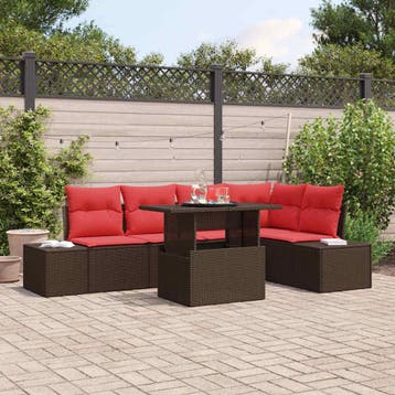 vidaXL Tuin Sofa Set 6 st Bruin poly rattan, Verzenden, Nieuw, 6 zitplaatsen