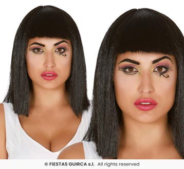 Cleopatra party pruik zwart, Verzenden, Nieuw, Feestartikel