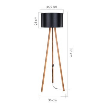 [lux.pro] Staande lamp vloerlamp E27 Keynes bamboe en zwart, Verzenden, Nieuw