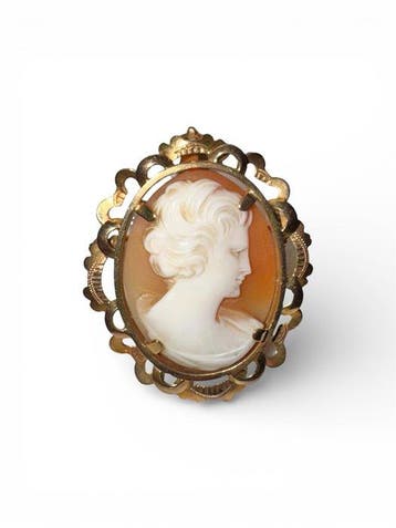 Broche - 14 karaat Geel goud - Elegant antiek sieraad, Sieraden, Tassen en Uiterlijk, Antieke sieraden