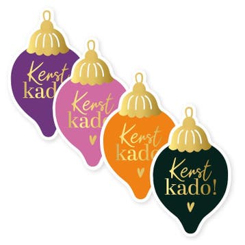 30x Sticker Kerst Kado Kerstbal - Goudfolie - Sluitsticker -, Verzenden, Nieuw