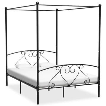 vidaXL Hemelbedframe metaal zwart 140x200 cm, Verzenden, Zwart, 140 cm, 200 cm