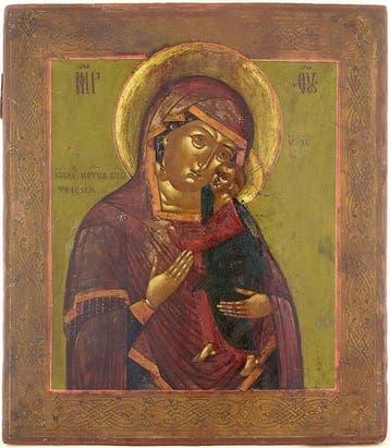 Icoon - Moeder Gods Tolgskaya - Hout