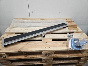Douchegoot 90 x 7 cm 6,7 cm diep met zwart tegelrooster, Ophalen of Verzenden, Nieuw, Douche