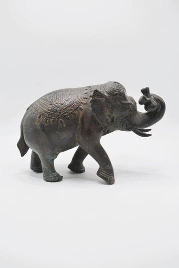 Beeld, Elefante indio ceremonial - 20 cm - Brons