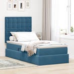 vidaXL Opbergbed met LED met matras Donkerblauw 90 x 200 cm, Verzenden, Nieuw, Blauw, Stof