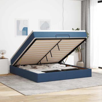 vidaXL Ottoman bed met matras 160x200cm stof blauw, 200 cm, Stof, 160 cm, Verzenden