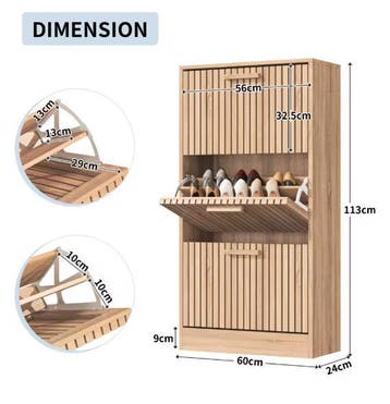 Stijlvolle Schoenenkast met Rotan Look – 3 Laag Klepdesign, Huis en Inrichting, Kasten | Schoenenkasten, Verzenden, Nieuw