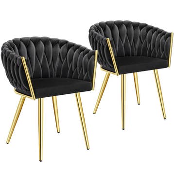 Set eetkamerstoelen Astano fluweel, knoopdesign - zwart/goud, Huis en Inrichting, Stoelen, Verzenden, Nieuw