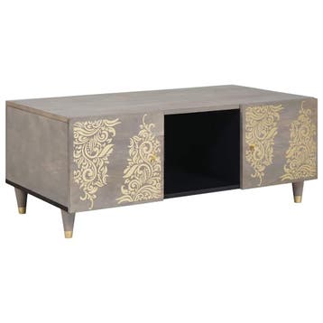 vidaXL Salontafel Grijs 100 x 54 x 40 cm Massief Mango Hout, Huis en Inrichting, Verzenden, Nieuw, Overige houtsoorten, 100 tot 150 cm