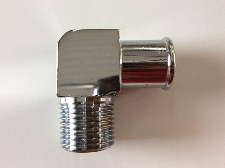 1/2 npt > 3/4 slang.  90 degree chrome, Auto diversen, Overige Auto diversen, Ophalen of Verzenden