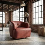 Leren draaifauteuil Cloud - Kenia Burgundy (rood), Bohemian, Eigentijds, Klassiek, Modern, Retro, Romantisch, Scandinavisch, Vintage