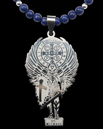 Lapis lazuli - Ketting Sint-Michaël en Sint-Benoît –