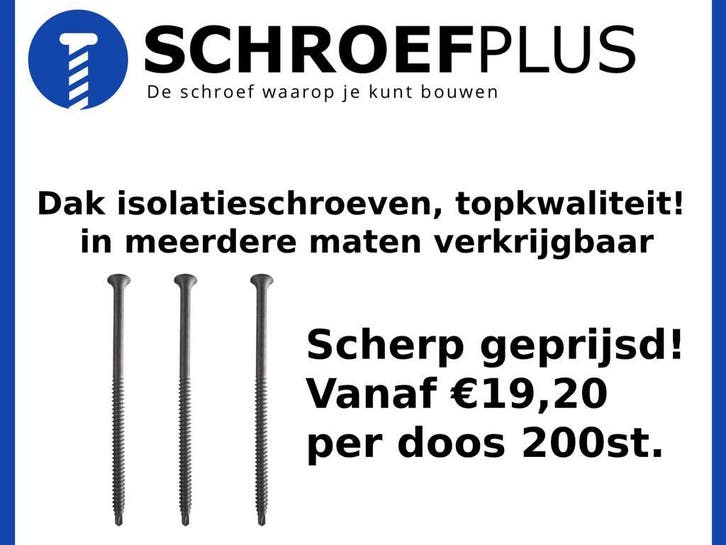 Dakisolatieschroeven – Voor PIR, EPS en XPS platen, Doe-het-zelf en Verbouw, Isolatie en Afdichting, Dakisolatie, Nieuw, Verzenden
