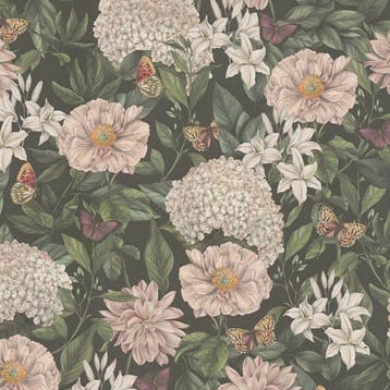 Profhome 394261-GU Bloemen behang floral mat zwart wit 5,33, Verzenden