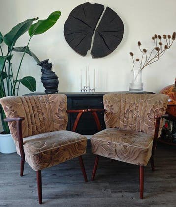 Fauteuil - Katoen, Hout - Lounge-stoelensemble uit de