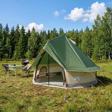 vidaXL Tipi Tent 4-persoons Groen Polyester en staal, Verzenden, Nieuw, Tot en met 2