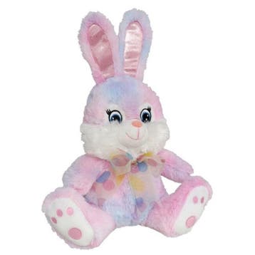 Paashaas knuffel - zachte pluche - roze - 20 cm - strikje, Verzenden, Nieuw