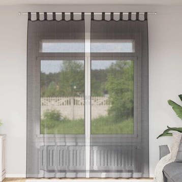 vidaXL Gordijnen voile met tab top 2 st zwart, Verzenden, Nieuw, Zwart