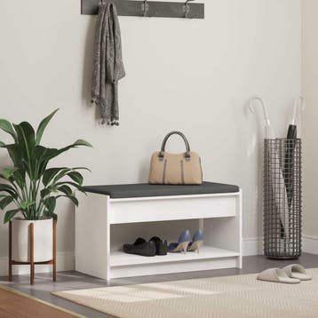 vidaXL Halbank Wit 83 x 38 x 45 cm Geïndustrialiseerd hout, Huis en Inrichting, Banken | Voetenbanken en Poefen, Verzenden, Nieuw