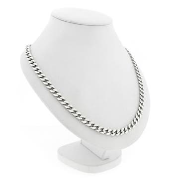 Zilveren robuuste gourmetschakel ketting, Sieraden, Tassen en Uiterlijk, Kettingen, Ophalen of Verzenden, Gebruikt, Zilver, Zilver