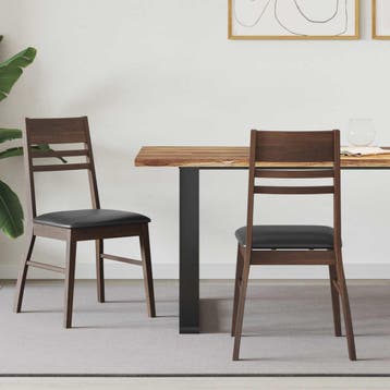 vidaXL Eettafelstoelen 2 st Massief Rubberhout Licht Bruin, Verzenden, Nieuw, Bruin