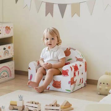 Kinderfauteuil met Vosprint – Zachte Kinderbank met Hoes, Verzenden, Nieuw
