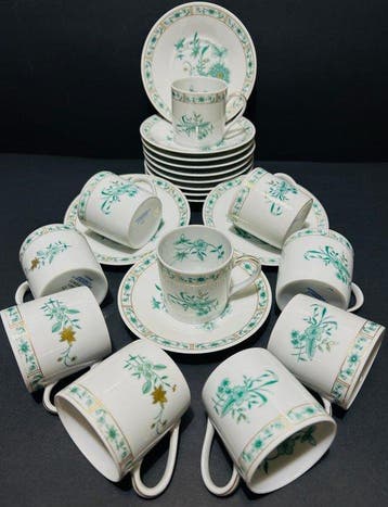 Bernardaud Limoges “Pékin” – Porcelain Coffee Set - Green