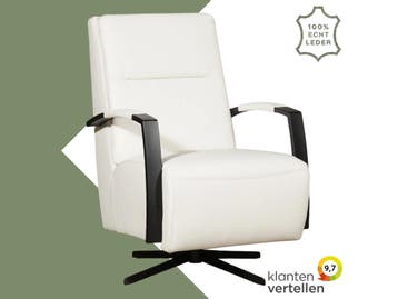 Leren draaifauteuil Award - Toledo Bianco (gebroken wit) -, Nieuw, Ophalen of Verzenden, 50 tot 75 cm, Industrieel, Modern