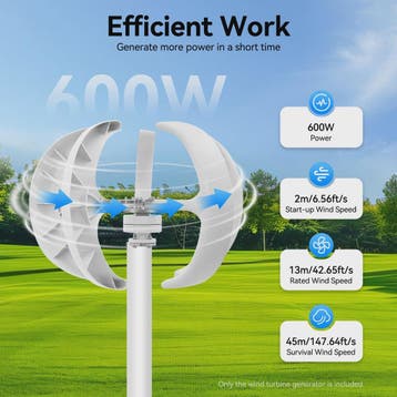 600W Verticale Windturbine Generator 24V - Duurzame Energie, Verzenden, Nieuw