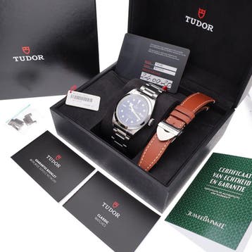 Tudor Heritage Black Bay 41mm Blue 79540; Automatisch H..., Ophalen of Verzenden, Zo goed als nieuw, Leer, Overige merken