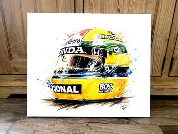 Yvan Courtet - Ayrton Senna - Helmet - original painting, Verzamelen, Nieuw