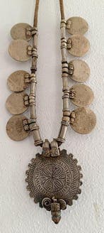 Zilver, Indiër - Ketting met hanger - Tribale halsketting