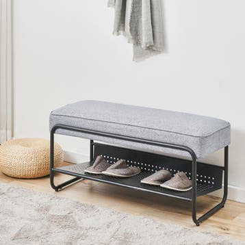 Schoenenbank Lillehammer 90x37x42 cm zwart en grijs [en.casa, Verzenden, Nieuw