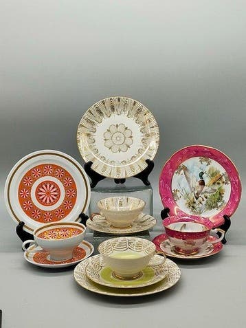 Kaffeeservice - Vintage Patchwork Porzellan Set - Edles