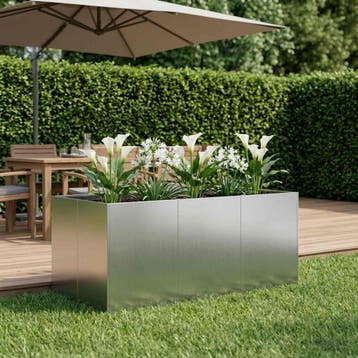 vidaXL Plantenbak zilver 120 x 80 x 60 cm Gegalvaniseerd, Tuin en Terras, Verzenden, Nieuw, Metaal, 60 tot 100 cm