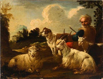 Jacob Roos detto Rosa da Napoli (1682-1730) - Pastore con, Antiek en Kunst, Kunst | Schilderijen | Klassiek
