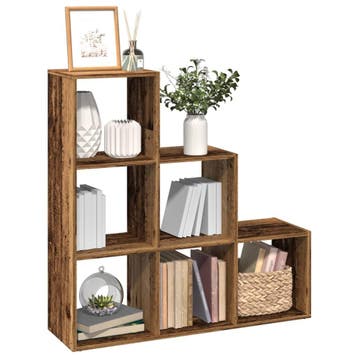 vidaXL Kamerscherm / boekenkast 3-laags 99x29x99 cm hout oud, Verzenden, Nieuw, Overige houtsoorten